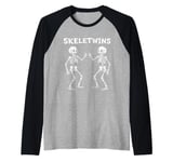 Skeletwins Matching Halloween Twins Funny Skeletons Boy Girl Raglan Baseball Tee