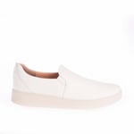 Fitflop Womenss Fit Flop Rally Leather Slip-On Skate Trainers in White Leather (archived) - Size UK 4.5