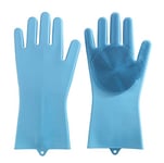 WENKO Gants de vaisselle en silicone Rena, Lot de 2 gants éponge vaisselle multifonction avec picots de nettoyage intégrés, lavable en lave-vaisselle, silicone, 33x1,5x15,5 cm, bleu