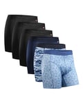 DANISH ENDURANCE Sports Boxers for Men, Dry Fit, Anti Chafing Mens Boxer Shorts Multipack, with Regular or Long Leg, 6 Pack, Multicolor (3x Black, 1x Blue, Camo, Mosaic), 3XL