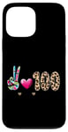 Coque pour iPhone 13 Pro Max Peace Love 100 Days Of School Cœur léopard