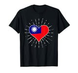 Taiwan Taiwanese Flag Vintage Heart Fan Retro T-Shirt