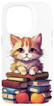 iPhone 15 Pro Library Books and Kittens Reading Cat and Book Lovers Case