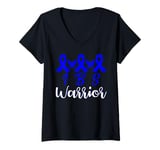 Womens Irritable Bowel Syndrome IBS Awareness Blue Ribbon Butterfly V-Neck T-Shirt