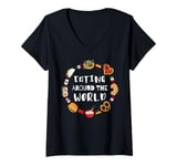 Womens Eating around the world, Eating international dishes V-Neck T-Shirt