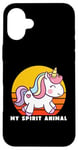 Coque pour iPhone 16 Plus Unicorn Is My Spirit Animal, licorne amusante, licorne arc-en-ciel