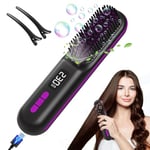 Baimistar Cordless Hair Straightener Brush, Upgraded Portable Mini Hair Straightener Brush for Travel, Plasma Dense Hot Comb 9 Temps Fast Heating Smoothing Brush, 10000mAH USB Rechargeable, Anti-Scald