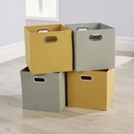 Cube Pack of Four Canvas Fabric 33x37cm Large Storage Insert Boxes