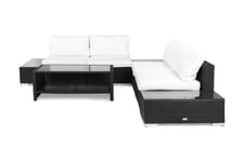 Loungegrupp Bahamas 5-sits 1 Bord m Hylla - Divan 2 Avslut Svart Loungeset & loungegrupp Vit,Svart Comfort Garden