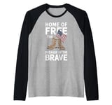 Home of the Free Because of the Brave - Veteran Raglan Baseball Tee