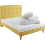 Ensemble matelas junior mousse, sommier, pieds, tête de lit, couette et oreiller Aurore 100 Someo 140x190