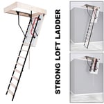 Metal Wood Folding Loft Ladder Hatch 55cm x 110cm (H-280cm) Timber Attic Stairs