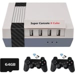 Super Console X Cube 64 Go Console de jeux video retro sans fil, 50 emulateurs integres et 33 000 jeux, sortie TV 4K HD/AV, b