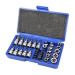 Coffret de 34 douilles clé douille intérieur extérieur embout étoile torx femelle