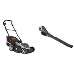 Sprint 2x18V Tondeuse à Gazon Lithium-ION 44 cm de Largeur de Coupe 440P18V, Comprenant 2 Batteries 5 Ah et Un Double Chargeur, Garantie 5 Ans, Rouge + Souffleur Machine Seule, Vitesse d'air 225 km/h