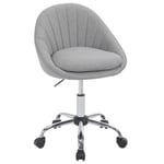 WOLTU Chaise Bureau, Chaise Coiffeuse, Chaise Pivotante, Chaise de Bureau Ergonomique, Siège Rembourré avec Double Coussin, Réglable en Hauteur, pour Bureau, Chambre, en Lin, Gris, BS168gr