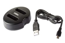 vhbw Chargeur double USB compatible avec Olympus OM-D E-M10 Mark III, E-M10 Mark IV caméra, action-cam - Chargeur, témoin de charge