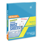 Brackit Premium Plastic Disposable Yellow & Blue Coloured Dust Sheets - 6-Pack 3.6m x 2.7m (12x9ft) - Polythene Dustproof Waterproof Drop Cloth