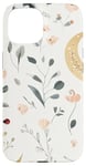 iPhone 15 Whimsical Boho Watercolor Wildflowers Moon Insects Design Case