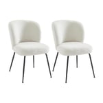 Vente-unique Lot de 2 chaises en tissu bouclette et métal - Blanc - POLPONA