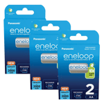 6 Panasonic Aa eneloop Eco Compatible LR6 Piles Rechargeable 2000mAh 2BL