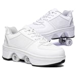 DADUDU Unisex Double-Row Deformation Four-Wheel Invisible Adjustable Roller Skates 2 In 1 Multi-function Automatic Telescopic Roller Shoes For Teenagers And Children