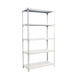 Simon Rack Étagère Rangement et 5 Niveaux, 180 kg Capacité de Charge et Point de Flexion, 1800x900x500 mm, Étagère Charge Lourde, Étagère Garage, Blanc - Simonclick