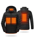 HEWINZE Heated jacket for men with battery pack-Waterproof Jacket with detachable hood-Warm puffer Jacket for Hiking, Skiing, Working Outdoors.