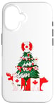 Coque pour iPhone 16 Pull de Noël moche avec drapeau canadien et arbre de Noël