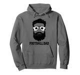 Football Dad Messy Hair Beard Football Player Dad Pullover Hoodie