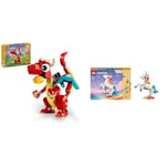 LEGO Creator 3-en-1 Le Dragon Rouge, Jouet avec 3 Figurines d'animaux, Dont & 31140 Creator 3-en-1 La Licorne Magique, Jouet Transformable, Hippocampe en Paon en Arc-en-Ciel avec Licorne