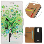 KM-WEN® Case for Alcatel 3C 5026D (6 Inch) Book Style Green Tree Pattern Magnetic Closure PU Leather Wallet Case Flip Cover Case Bag with Stand Protective Cover Color-10