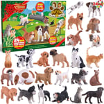 JOYIN 2023 Christmas Advent Calendar with Dog and Cat Animal Action Figures Toys