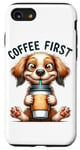 Coque pour iPhone SE (2020) / 7 / 8 Coffee First Tasse à café Motif chiot mignon