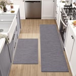 Tapis Cuisine Devant Evier, Tapis de Couloir en tpr Caoutchouc ​Antidérapant Lavable pour Chambre, Salon, Bureau - Gris 45x120cm