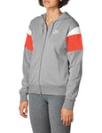 NIKE Sportswear Heritage Hooded Sweatshirt Jacket - Dk Grey Heather/Track Red/White/Large