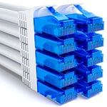 deleyCON 10x 0,25m CAT6 Set de Câbles Réseau - Court 25cm U-UTP RJ45 CAT-6 Câble LAN Câble Patch Ethernet Câble DSL Switch Routeur Modem Répéteur Panneau de Brassage - Blanc