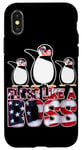 iPhone X/XS Floss Like A Boss American Flag Funny Penguin 4th of July Case