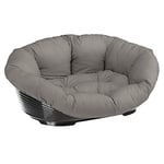 Ferplast Panier Chien et Chat avec Coussin Sofa' 2 en Coton Lavable, Lit pour Chien et Chat en Plastique Rembourré, Corbeille en Plastique, Fond Perforé, Antidérapant, 52 x 39 x h 21 cm, Taupe