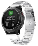 Urrem til Garmin Fenix 5/6/7 - Rustfrit stål - 22 mm - Sølv