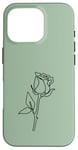 Coque pour iPhone 16 Pro Rose noire abstraite dessin minimaliste Line Art