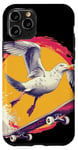 Coque pour iPhone 11 Pro Joli costume de mouette pour les amateurs de skateboard