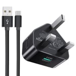 Samsung Phone Charger,USB Type C Fast Cable and Plug 18W Quick Charging for Galaxy A14/A13/A15/A04s/A05s/A02s/A03s/A12/A20S/A21S/A22/A32/A33/A34/A35/A40/A41/A42/A50/A51/A52/A53/A54/S20/S10/S9/M54/F42