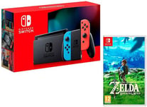 Console Nintendo Switch Rouge/Bleu Néon 32Go [Nouveau modèle] + The Legend of Zelda: Breath of The Wild