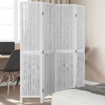 Room Divider 4 Panels White Solid Wood Paulownia vidaXL