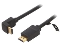 Cable HDMI 2.0 prise male HDMI prise male 90o UHD 4K 3D 2m - Noir