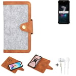 Felt Case + earphones for Ulefone Armor 7 Cover light grey