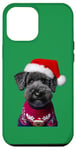 Coque pour iPhone 12 Pro Max Kerry Blue Terrier avec bonnet de Père Noël pour propriétaire de chien