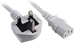 Kettle Lead Power Cable Cord UK Plug to IEC C13 For PC Monitor TV 10m White