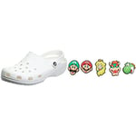 Crocs Classic, Sabots Mixte Adulte, Blanche and Lot de 5 Jibbitz